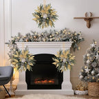 6 Pcs 9 Inch Christmas Wreaths for Kitchen Cabinet Artificial Pine Hanging Cedar Wreath with Christmas Balls, alternate view