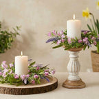 6 PCS 9'' Mini Pink Forsythia Lavender Wreath for Front Door Small Spring Kitchen Cabinet Wreaths with Burlap, alternate view