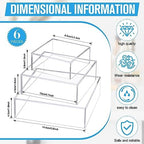 6 Pcs Acrylic Box Nesting Display Box Risers for Display 5 Sided Clear Stand Transparent Cases with Hollow, alternate view 2