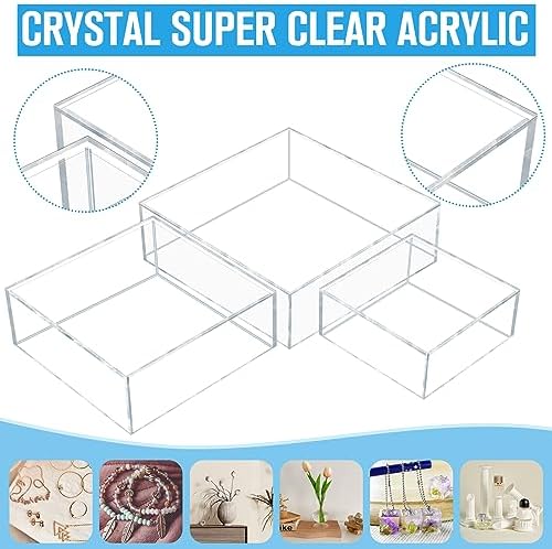 6 Pcs Acrylic Box Nesting Display Box Risers for Display 5 Sided Clear Stand Transparent Cases with Hollow, alternate view 3