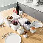 6 Pcs Acrylic Buffet Riser with Mini Sign and Maker, Buffet Risers and Stands, White Food Display Risers for, alternate view