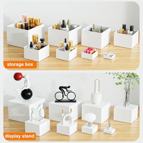 6 Pcs Acrylic Buffet Riser with Mini Sign and Maker, Buffet Risers and Stands, White Food Display Risers for, alternate view