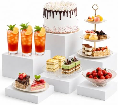 6 PCS Acrylic Buffet Risers and Stands, (10" 9" 8" 7" 6" 5") Food Risers for Buffet Table, Dessert Table Display