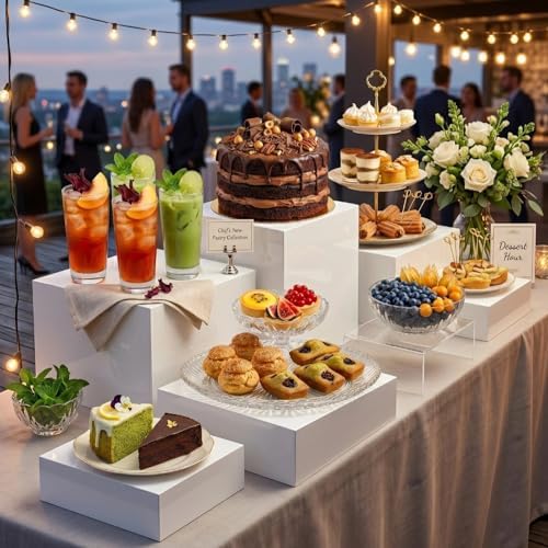 6 PCS Acrylic Buffet Risers and Stands, (10" 9" 8" 7" 6" 5") Food Risers for Buffet Table, Dessert Table Display, alternate