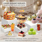 6 PCS Acrylic Buffet Risers and Stands, (10" 9" 8" 7" 6" 5") Food Risers for Buffet Table, Dessert Table Display, alternate