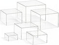 6 Pcs Acrylic Buffet Risers and Stands, Clear Display Risers for Food Table Decor, Nesting Cube Boxes with