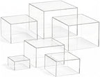 6 Pcs Acrylic Buffet Risers and Stands, Clear Display Risers for Food Table Decor, Nesting Cube Boxes with