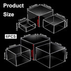 6 Pcs Acrylic Buffet Risers and Stands, Clear Display Risers for Food Table Decor, Nesting Cube Boxes with, alternate view 3