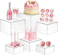 6 Pcs Acrylic Buffet Risers, Clear Stackable Food Display Stand in Clear