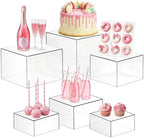 6 Pcs Acrylic Buffet Risers, Clear Stackable Food Display Stand in Clear