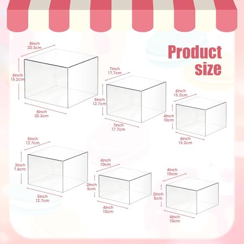 6 Pcs Acrylic Buffet Risers, Clear Stackable Food Display Stand in Clear, alternate view 3