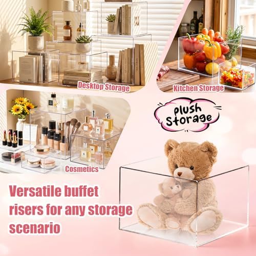 6 Pcs Acrylic Buffet Risers, Clear Stackable Food Display Stand in Clear, alternate view 4