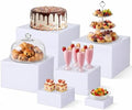 6 PCS Acrylic Buffet Risers, Nesting Display Stands for Food & Dessert Table, White Cube Boxes for Party