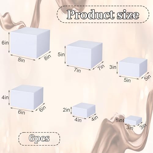6 PCS Acrylic Buffet Risers, Nesting Display Stands for Food & Dessert Table, White Cube Boxes for Party, alternate view 3