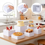 6 PCS Acrylic Buffet Risers, Nesting Display Stands for Food & Dessert Table, White Cube Boxes for Party, alternate view 4