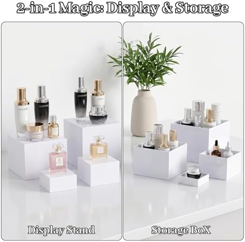 6 PCS Acrylic Buffet Risers, Nesting Display Stands for Food & Dessert Table, White Cube Boxes for Party, alternate view 5