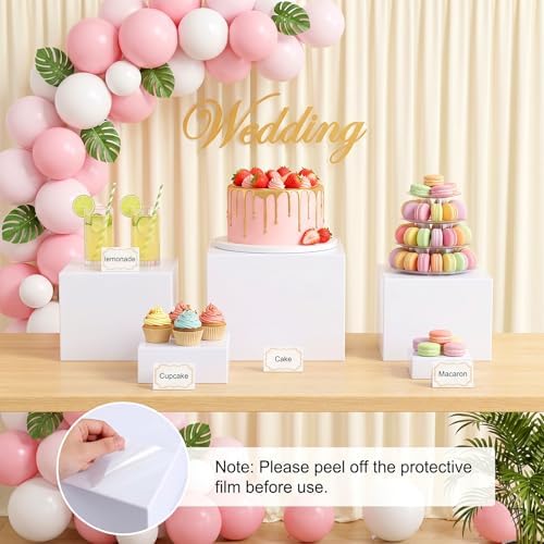 6 PCS Acrylic Buffet Risers, Nesting Display Stands for Food & Dessert Table, White Cube Boxes for Party, alternate view 7