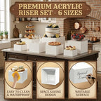 6 PCS Acrylic Buffet Risers Nesting Food Display Stands 10" to 5" in White Acrylic, alternate view 3