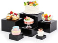 6 Pcs Acrylic Buffet Risers, Square 3 to 8 Inch, Black in about 6 x 6 x 2 inches, 7 x 7 x 4 inches, 8 x 8 x 6