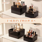 6 Pcs Acrylic Buffet Risers, Square 3 to 8 Inch, Black in about 6 x 6 x 2 inches, 7 x 7 x 4 inches, 8 x 8 x 6, alternate view