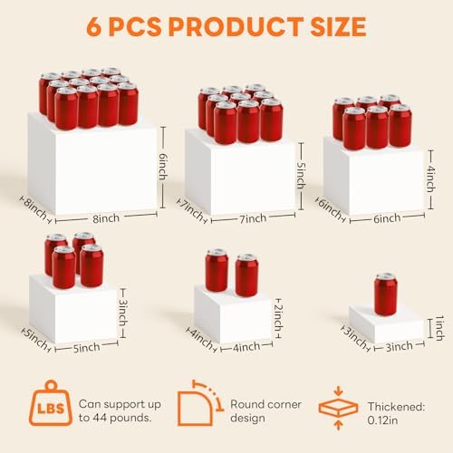 6 Pcs Acrylic Buffet Risers with Markers & Signs, Food Display Stands, Jewelry Dessert Table, Daily, alternate view 2