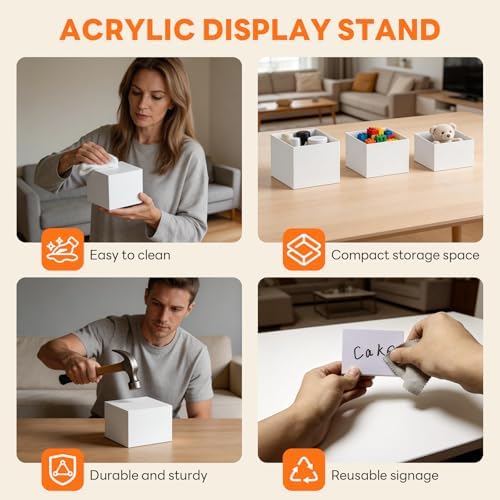 6 Pcs Acrylic Buffet Risers with Markers & Signs, Food Display Stands, Jewelry Dessert Table, Daily, alternate view 3
