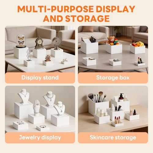 6 Pcs Acrylic Buffet Risers with Markers & Signs, Food Display Stands, Jewelry Dessert Table, Daily, alternate view 4