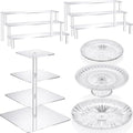 6 Pcs Acrylic Dessert Stand Set Tiered Tray Holder, Classic Style in Transparent