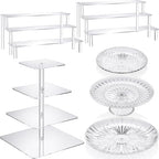 6 Pcs Acrylic Dessert Stand Set Tiered Tray Holder, Classic Style in Transparent