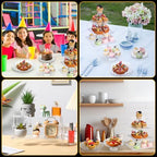 6 Pcs Acrylic Dessert Stand Set Tiered Tray Holder, Classic Style in Transparent, alternate view 4