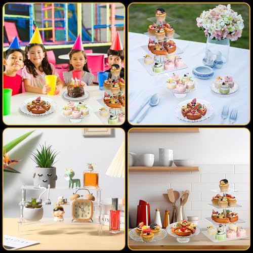 6 Pcs Acrylic Dessert Stand Set Tiered Tray Holder, Classic Style in Transparent, alternate view 4