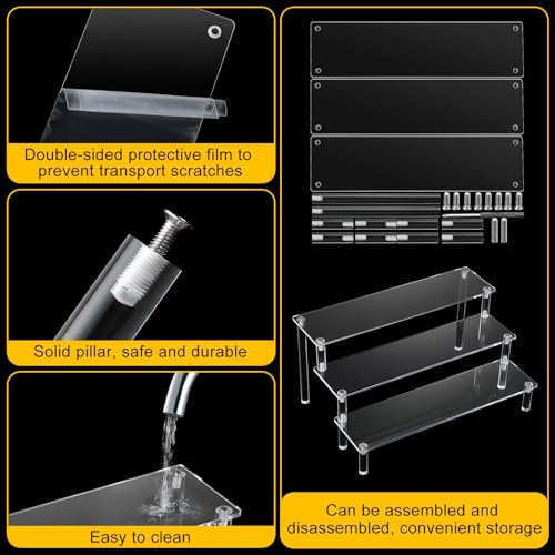 6 Pcs Acrylic Dessert Stand Set Tiered Tray Holder, Classic Style in Transparent, alternate view 5