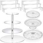 6 Pcs Acrylic Dessert Stand Set Tiered Tray Holder, Novel Style in clear