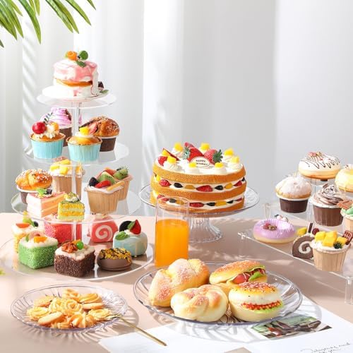 6 Pcs Acrylic Dessert Stand Set Tiered Tray Holder, Novel Style in clear, alternate view 2