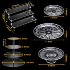 6 Pcs Acrylic Dessert Stand Set Tiered Tray Holder, Novel Style in clear, alternate view 3