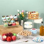 6 Pcs Acrylic Dessert Stand Set Tiered Tray Holder, Retro Style in clear, alternate view 2