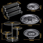 6 Pcs Acrylic Dessert Stand Set Tiered Tray Holder, Retro Style in clear, alternate view 3