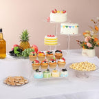 6 Pcs Acrylic Dessert Stand Set Tiered Tray Holder, Vintage Style in clear, alternate view 2