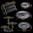 6 Pcs Acrylic Dessert Stand Set Tiered Tray Holder, Vintage Style in clear, alternate view 3