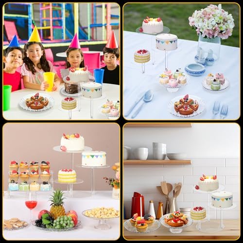 6 Pcs Acrylic Dessert Stand Set Tiered Tray Holder, Vintage Style in clear, alternate view 4