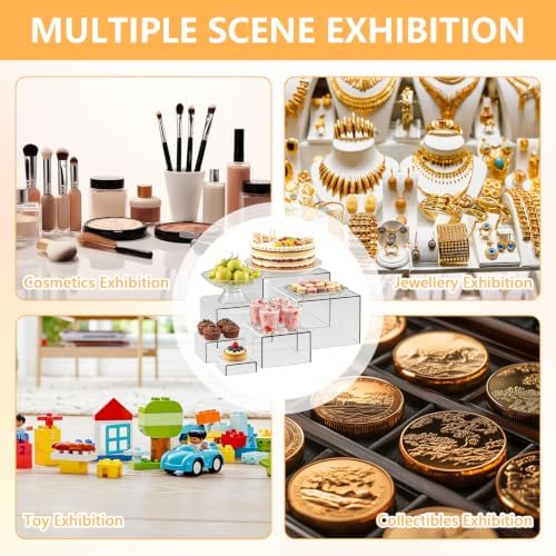 6 PCS Acrylic Display Case, 3" to 8" Food Display Buffet Risers in Clear, alternate view 7