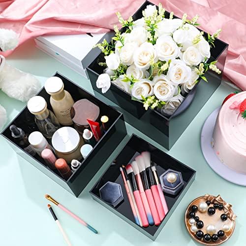 6 Pcs Acrylic Display Riser Stand for Jewelry Buffet Table, Black in Black, alternate view 5