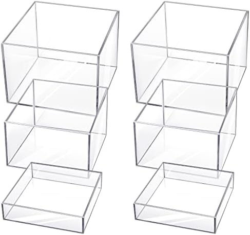 6 Pcs Acrylic Display Riser Stand for Jewelry Buffet Table, Clear in Clear