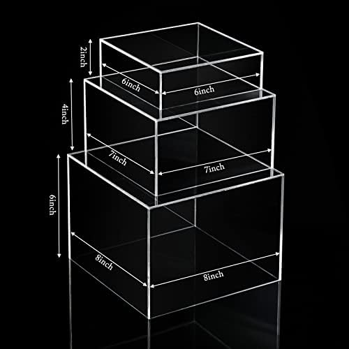 6 Pcs Acrylic Display Riser Stand for Jewelry Buffet Table, Clear in Clear, alternate view 3