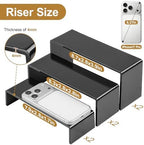 6 Pcs Acrylic Display Risers, 2 Set(7.9”L-8.3”L-8.7”L), Black in Black, alternate view 3