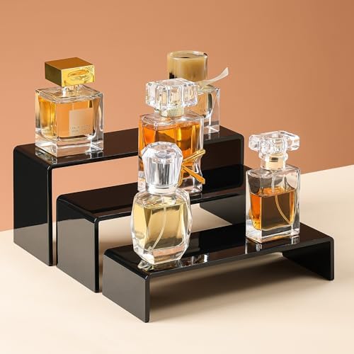 6 Pcs Acrylic Display Risers, 2 Set(7.9”L-8.3”L-8.7”L), Black in Black, alternate view 6