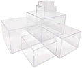 6 Pcs Acrylic Display Risers 6 Sizes 5 Sided Clear Cube Boxes, 3 to 8 Inch in transparent