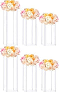 6 Pcs Acrylic Flower Stand Clear Column 23.6" 15.75" Wedding in Clear