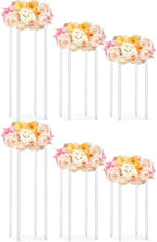 6 Pcs Acrylic Flower Stand Clear Column 23.6" 15.75" Wedding in Clear
