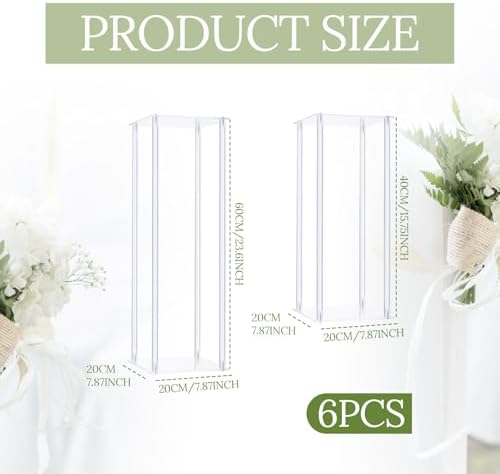 6 Pcs Acrylic Flower Stand Clear Column 23.6" 15.75" Wedding in Clear, alternate view 3